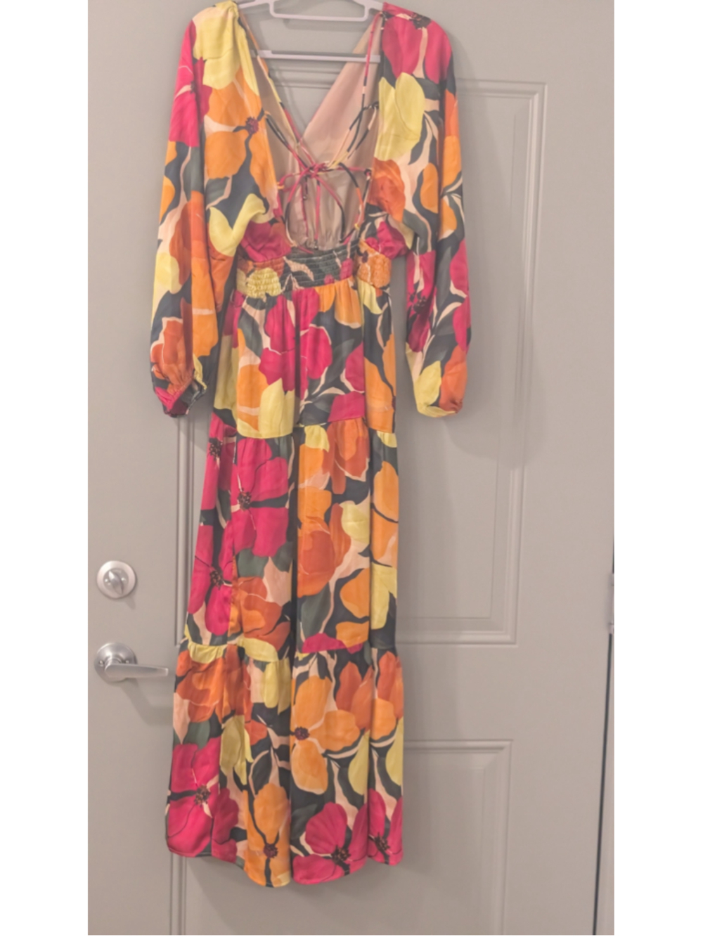 Women's Dress Forum Floral Maxi Dress Size M Orange Pink - Picture 8 of 12